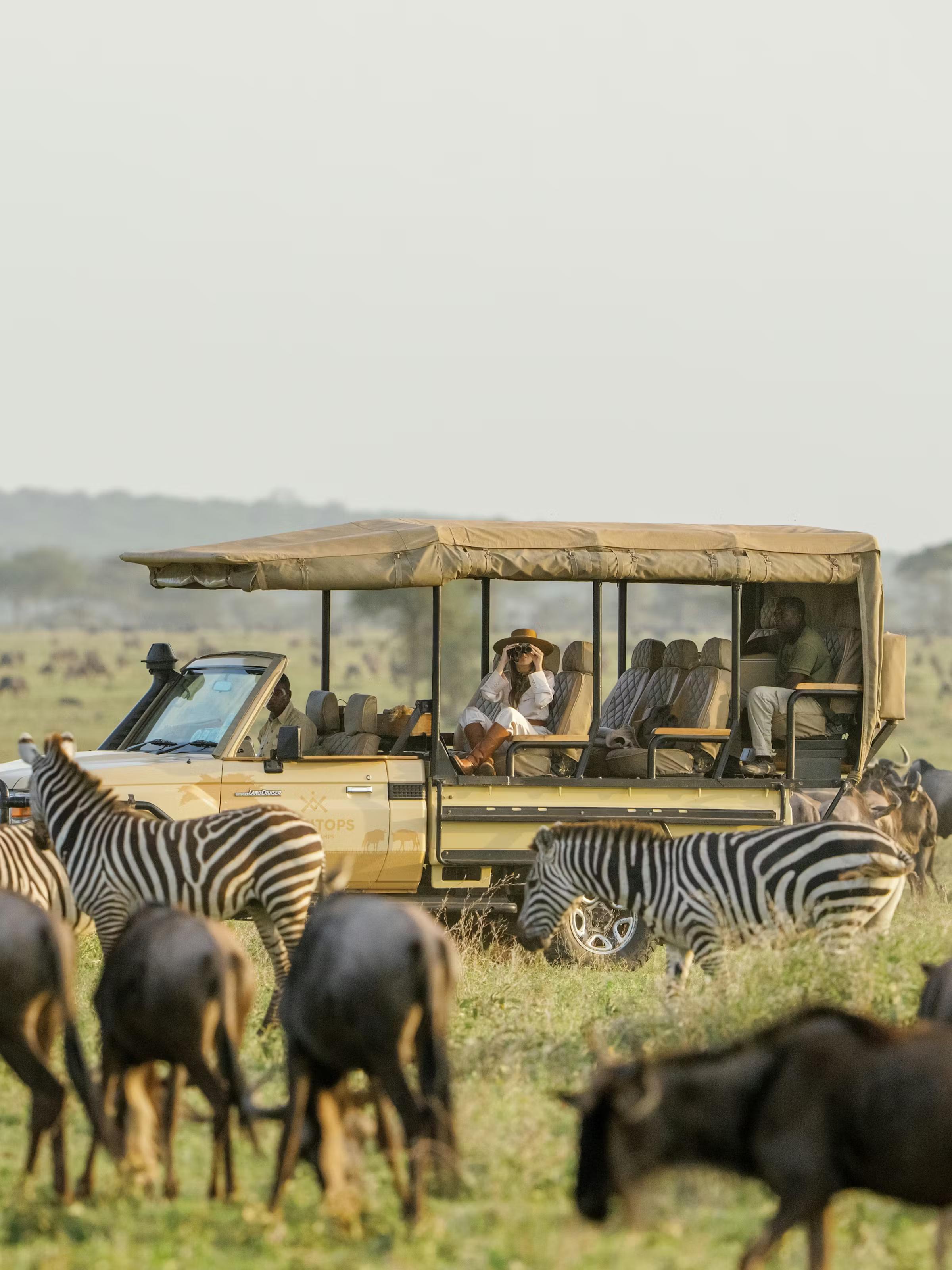 Safari vehicle on a game drive in Kenya