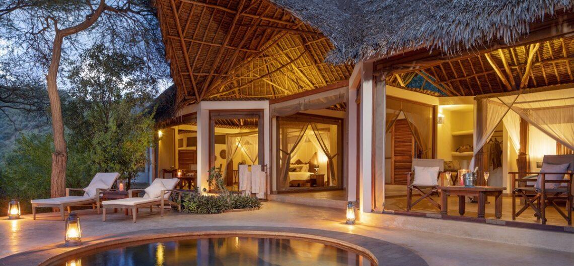Luxury safari lodge surrounded by nature